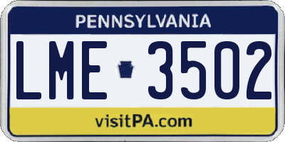 PA license plate LME3502
