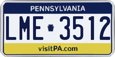 PA license plate LME3512