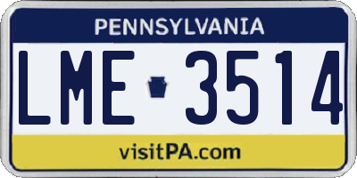 PA license plate LME3514