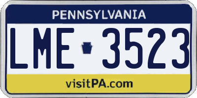 PA license plate LME3523