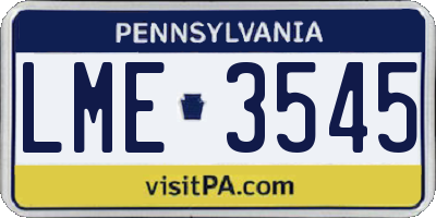 PA license plate LME3545
