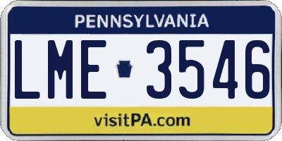 PA license plate LME3546