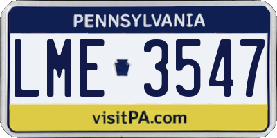 PA license plate LME3547