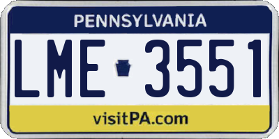 PA license plate LME3551