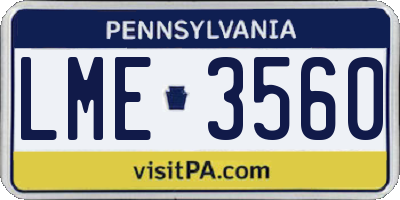 PA license plate LME3560
