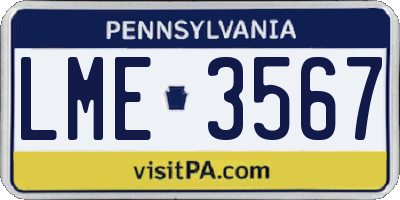 PA license plate LME3567