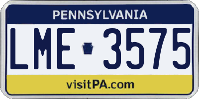 PA license plate LME3575
