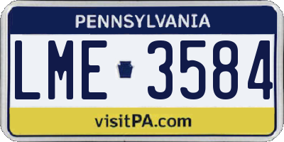 PA license plate LME3584