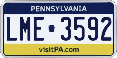PA license plate LME3592