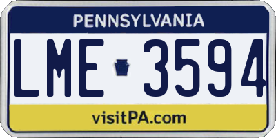 PA license plate LME3594