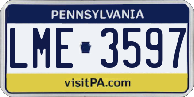 PA license plate LME3597