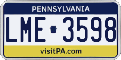 PA license plate LME3598
