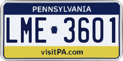 PA license plate LME3601
