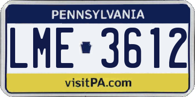PA license plate LME3612