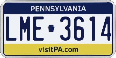 PA license plate LME3614