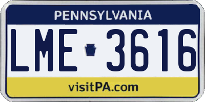 PA license plate LME3616