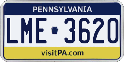 PA license plate LME3620
