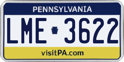 PA license plate LME3622