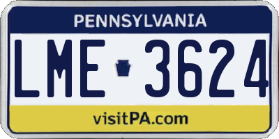 PA license plate LME3624