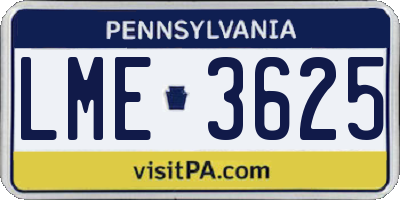 PA license plate LME3625