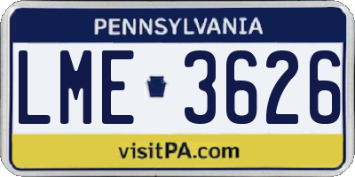 PA license plate LME3626