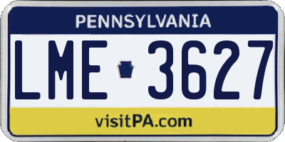 PA license plate LME3627