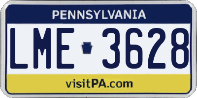 PA license plate LME3628