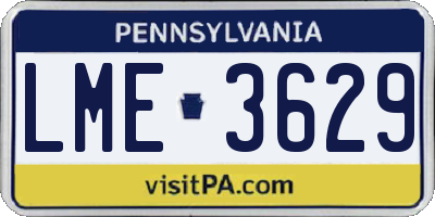 PA license plate LME3629