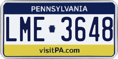 PA license plate LME3648