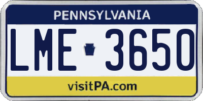 PA license plate LME3650