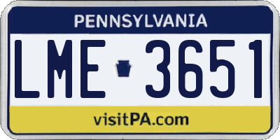 PA license plate LME3651