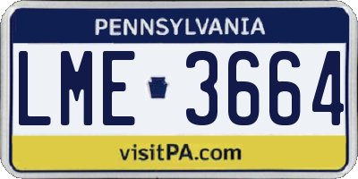 PA license plate LME3664
