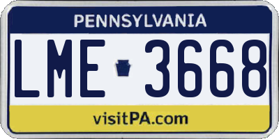 PA license plate LME3668