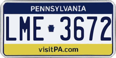 PA license plate LME3672