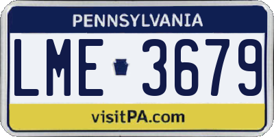 PA license plate LME3679