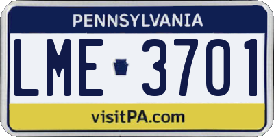 PA license plate LME3701