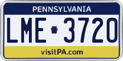 PA license plate LME3720