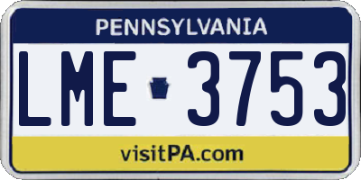 PA license plate LME3753