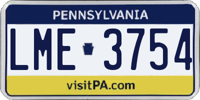 PA license plate LME3754