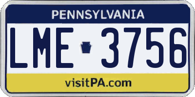 PA license plate LME3756