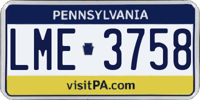PA license plate LME3758