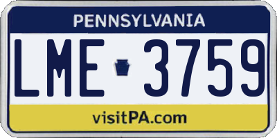 PA license plate LME3759