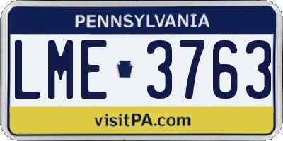 PA license plate LME3763