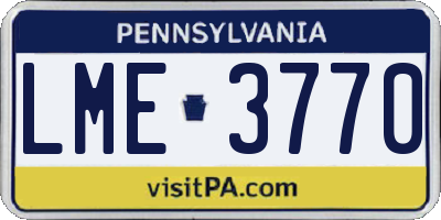 PA license plate LME3770