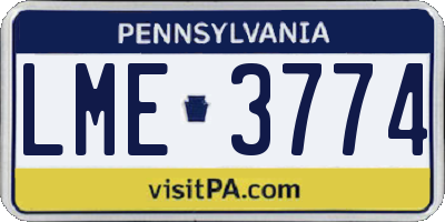 PA license plate LME3774