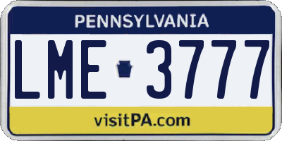 PA license plate LME3777
