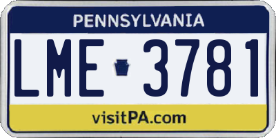PA license plate LME3781
