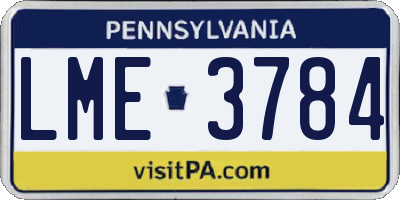 PA license plate LME3784