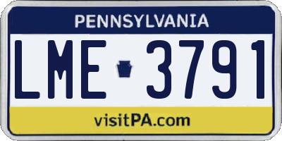 PA license plate LME3791