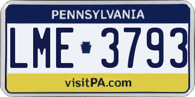 PA license plate LME3793
